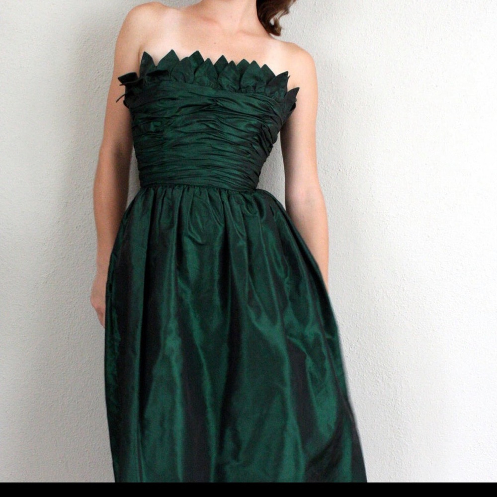 Vintage Green Victor Costa cocktail gown